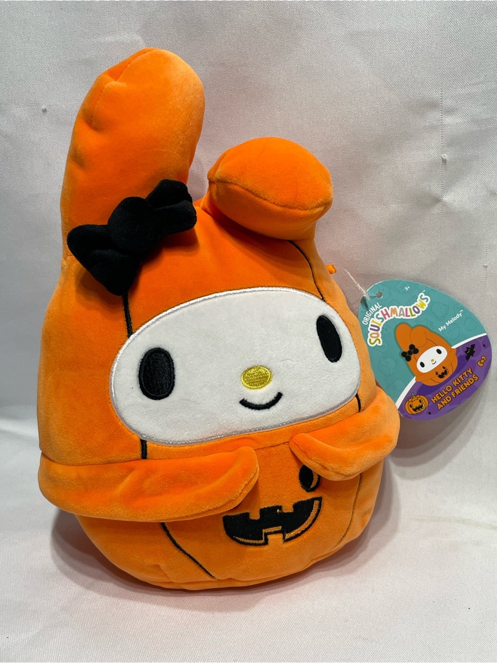official 8-inch Sanrio My Melody Pumpkin plush from the Squishmallows Halloween